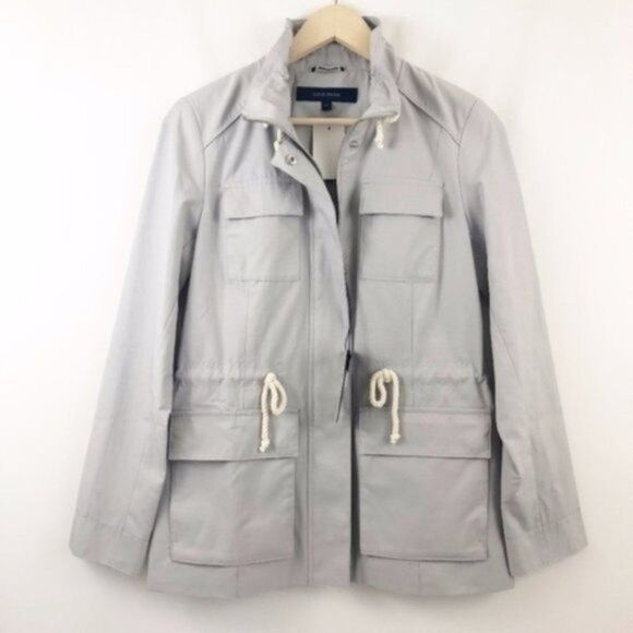 COLE HAAN Gray Safari Jacket With Stand Collar  - Picture 1 of 5